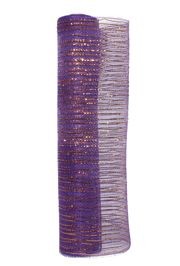 21in x 30ft Purple Mesh Ribbon w/ Metallic Gold Stripes