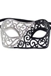 Black and White Rhinestone Eye Masquerade Mask