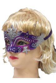 Purple and Silver Masquerade Mask With Rhinestones