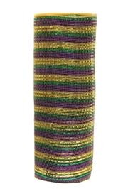 10in x 30ft Premium Mardi Gras Stripes Mesh Ribbon