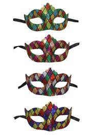 Venetian Paper Mache Masquerade Masks with Domino Patches
