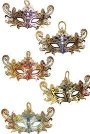 4in Wide x 2in Tall Assorted Colors Mini Laser Cut Venetian Mask w/ Magnet 