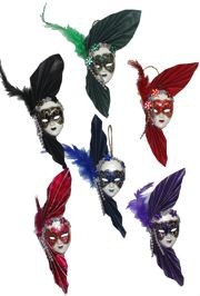 6in Tall x 2in Wide Assorted Colors Doll Face w/Feathers And Fan On The Side w/ Magnet 