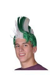 Green and White Mohawk Wig 