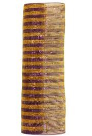 21in x 30ft Thin Striped Metallic Purple/ Gold Mesh Ribbon