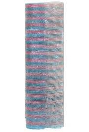 21in x 30ft Thin Stripe Metallic Baby Pink/ Baby Blue Mesh Ribbon/ Netting
