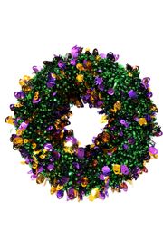 Comedy and Tragedy Faces Tinsel Mardi Gras Wreath