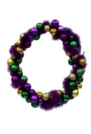 Purple, Green, and Gold Ball Mardi Gras Wreath 