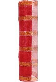 Red and gold striped deco mesh ribbon