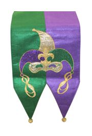 72in Long x 13in Wide Mardi Gras Table Runner with Jester Design