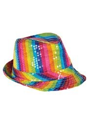 9in Wide x 5in Tall Rainbow Sequin Fedora Hat