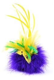 8in Tall x 5in Wide Fancy Feather Clip Mardi Gras Colors 