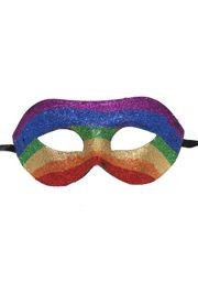 Glitter Half Masquerade Mask Rainbow Colors