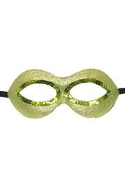 Fancy Lime Green Glitter Half Plastic Masquerade Mask with Sequins Around The Eyes