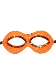 Fancy Orange Glitter Masquerade Half Masquerade Mask with Sequins Around The Eyes