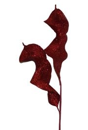 32in Tall Red Glittered Curly Decorative Spray 
