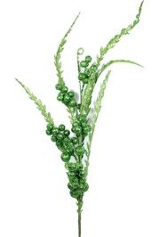 50in Tall Green Glittered Berries Decorative Stem 