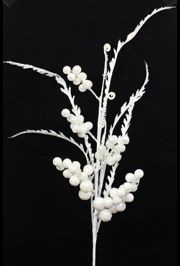 50in Tall White Glittered Berries Decorative Stem 