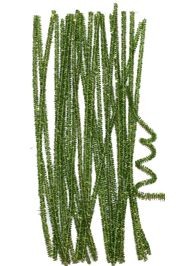 12in Long Green Tinsel Wire Chenille Stems/ Pipe Cleaners