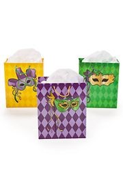 7 1/4in x 3 1/2in x 8 3/4in Medium Masquerade Mardi Gras Gift Bags