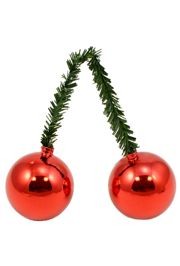 6in Green Tinsel Ties with 50mm Red Balls