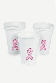 Plastic Pink Ribbon Disposable Cups 