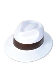 21in circ. Plastic White Gangster Hat w/ Black Band