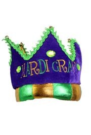 7in Tall Mardi Gras Plush Crown w/ Bells