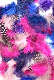 3gr Guinea Assorted Colors Blue/ Hot Pink/ Purple Craft Feathers