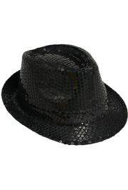 Black Sequin Fedora Hat