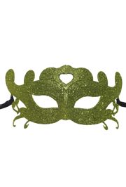 Glittered Plastic Lime Green Masquerade Face Mask