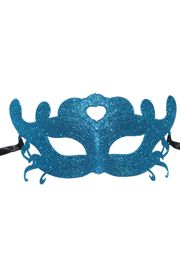 Glittered Plastic Turquoise Masquerade Face Mask