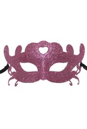 Glittered Plastic Pink Masquerade Face Mask