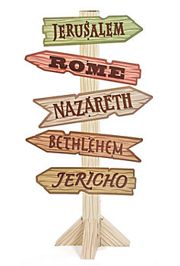 56in Tall x 29in Wide Cardboard Bible Cities Directional Sign