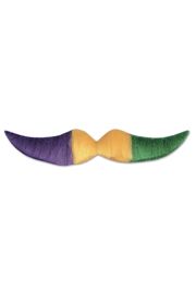 5 1/2in Purple/ Green/ Gold Hairy Adhesive Mustache