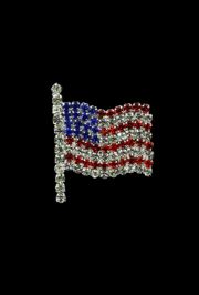 1 3/8in Long x 1 3/8in Tall Rhinestone US Flag Pin