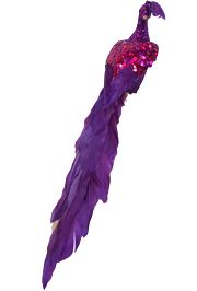 12in Long Purple Glittered Peacock/ Feather Tail w/ Clip
