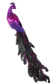 22in Long Purple Glittered Peacock/ Feather Tail w/ Clip