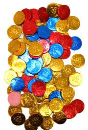 Blue/ Red/ Gold USA Bubble Gum Coins/ Doubloons Candy