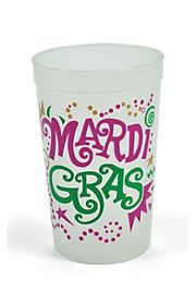 7in Tall Extra Large Glow in the Dark Mardi Gras Plastic Cup Glass