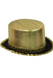 11 1/2in Wide x 5in Tall Gold Velvet Top Hat
