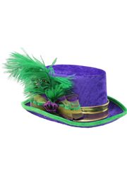 5in Tall Velvet Mardi Gras Top Hat