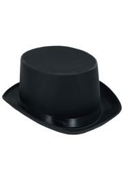 12in Long x 9 1/2in Wide Black Satin Top Hat