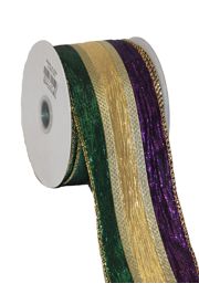 2 1/2in x 30ft Metallic Stripe Mardi Gras Ribbon 
