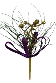 16in Tall Purple/ Green/ Gold Flower Bush 