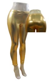 Gold Shine Metallic Leggings - Size Large