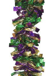9ft x 5in wide Long Tinsel Shiny Mardi Gras Garland