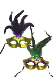 3.25in Wide x 7in Tall Mardi Gras Fancy Plastic Feather Mask