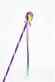 42in Mardi Gras Scepter w/ Ribbon and Feathers Decorations 