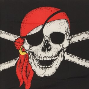 3ft x 5ft Skull and Bones w/Red Scarf Pirate Polyester Flag